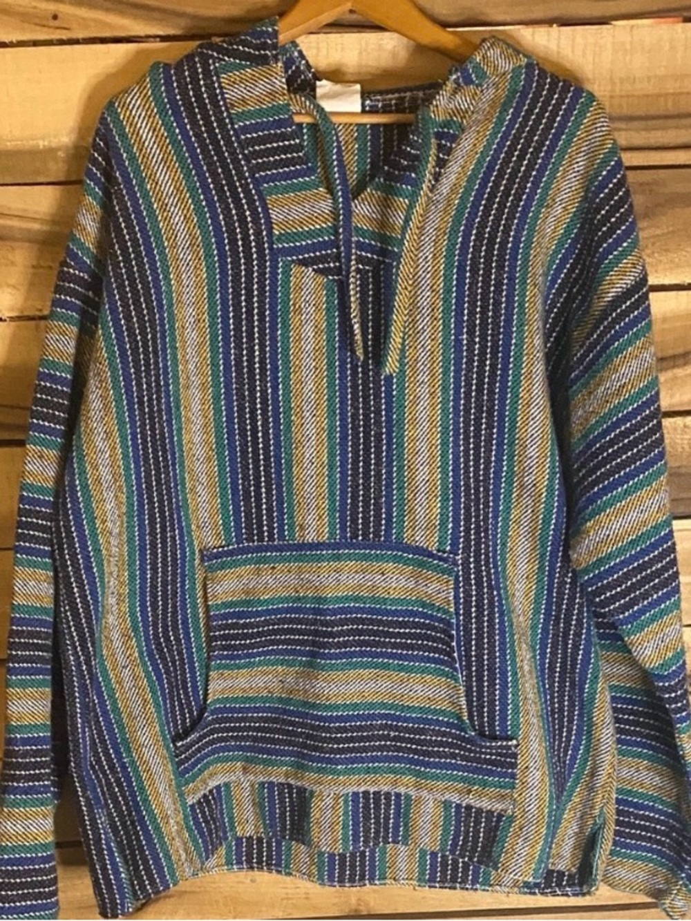 Molina Striped Multicolor Men's pullover Baja hooded Sweater size XL